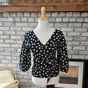 WHBM Polka Dot Wrap Top Xs
